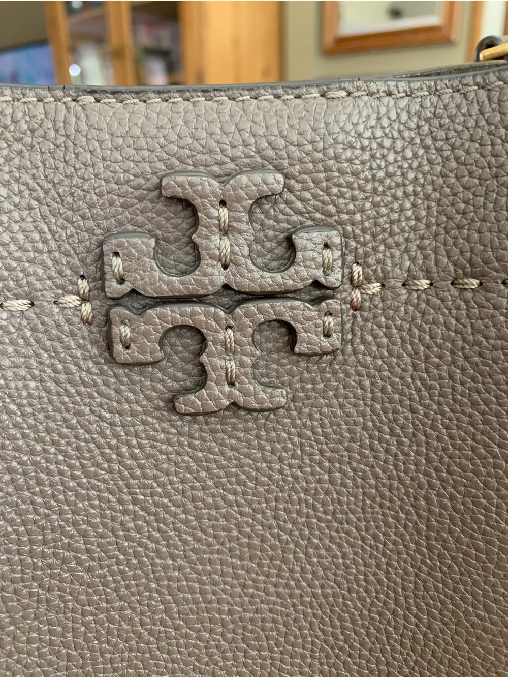 Tory Burch Taupe Pebbled Leather Shoulder Bag - Picture 4 of 16